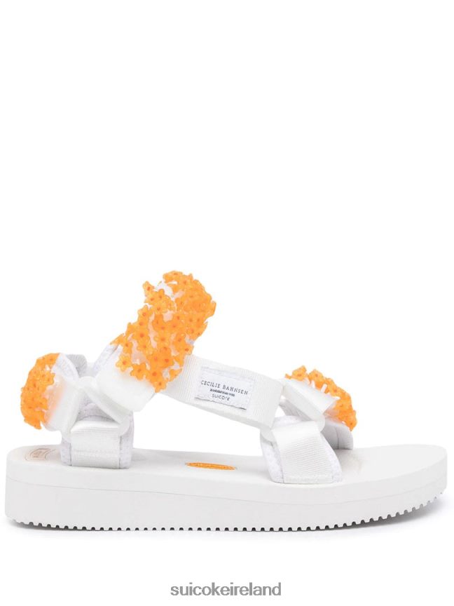 Cecilie Bahnsen x DEPA-V2CB-2 White/Orange SUICOKE LDPHB015 Unisex Sandals